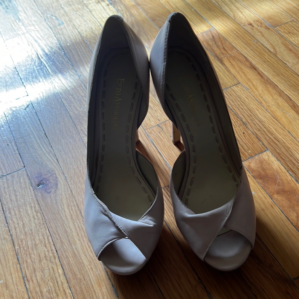 Beige Open Toe Platform Heels - image 2